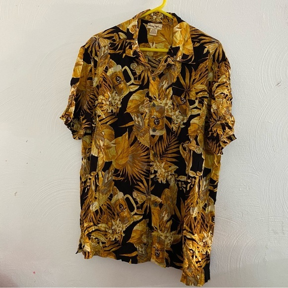 Panama Jack Shirt Mens X-Large Button Down Black-Gold Tropical Cocktails… - Picture 2 of 14